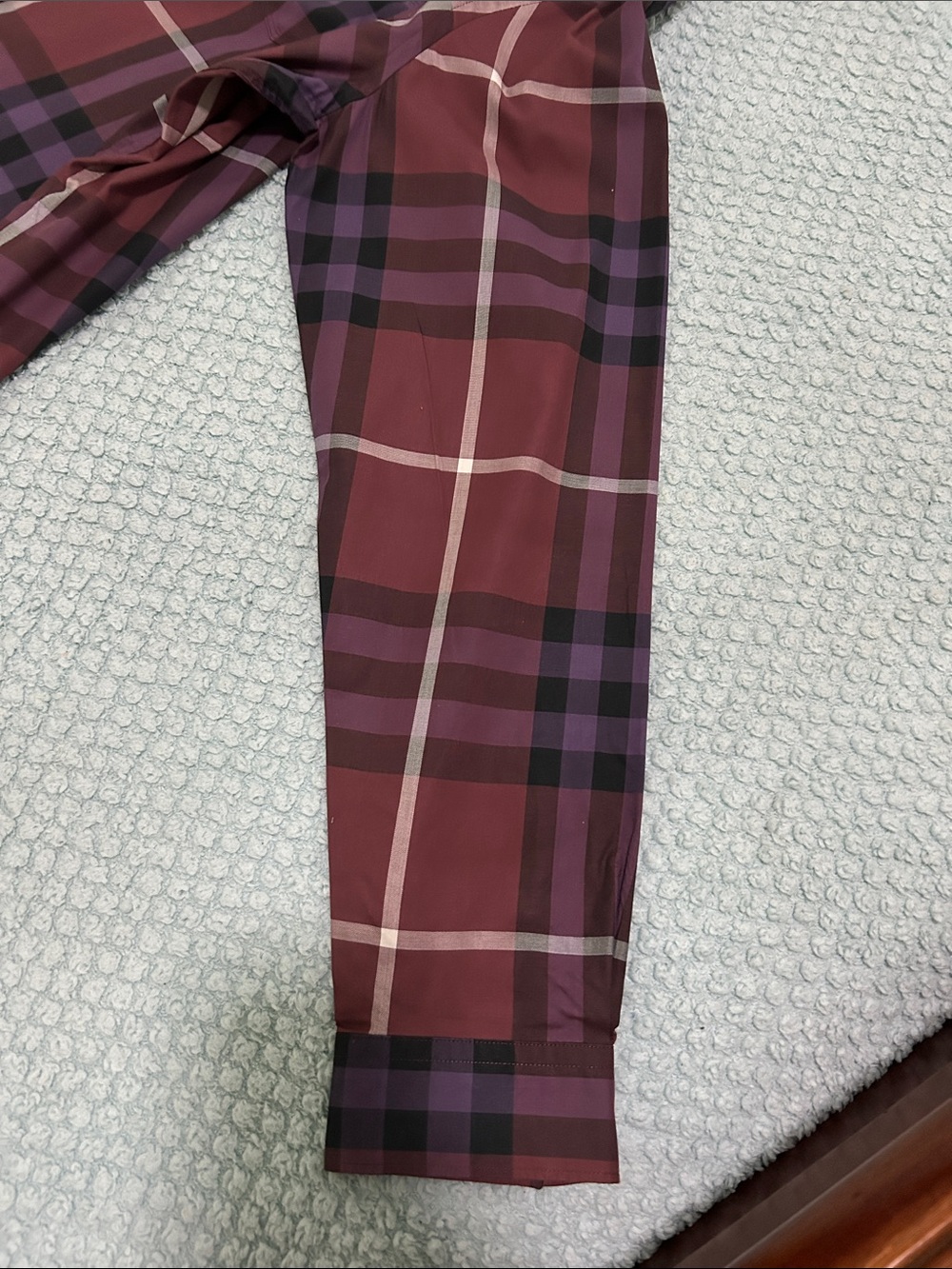 Burberry Burgundy and Black Plaid Button-Down Shirt - Picture 4 of 12